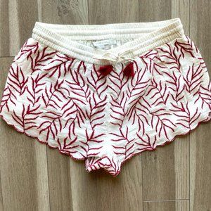 Zara Trafaluc Beachy Embroidered Coverup/Lounge Shorts